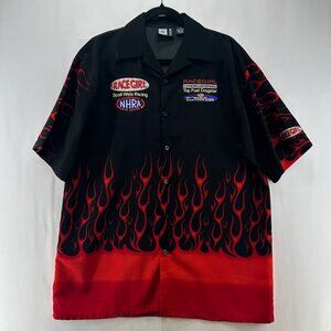 Moon NHRA Shirt Mens S Flam Powerade Race Girl International Button Up Black Red